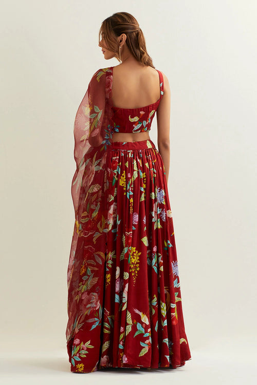 Luna High Waisted Skirt With Blouse And Dupatta