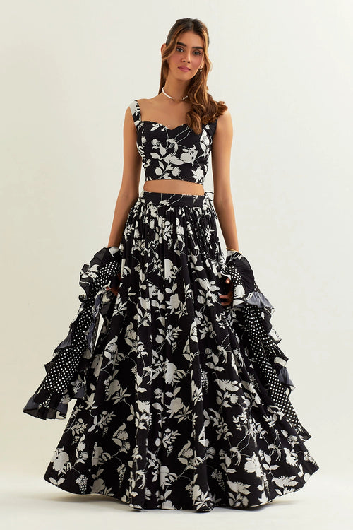 Mimosa High Waisted Skirt With Blouse And Dupatta