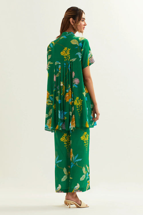 Rana Pleated Shirt With Pants Set