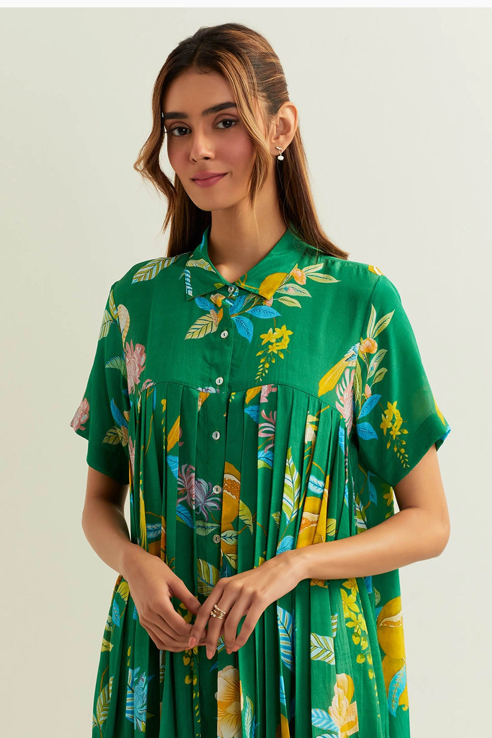 Rana Pleated Shirt With Pants Set