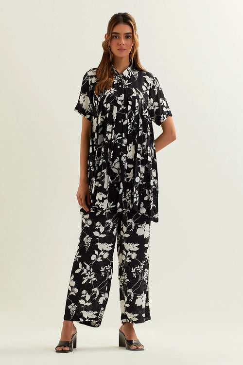 Buna Pleated Shirt And Pant Set