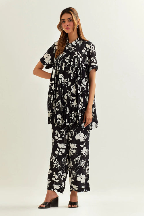 Buna Pleated Shirt And Pant Set