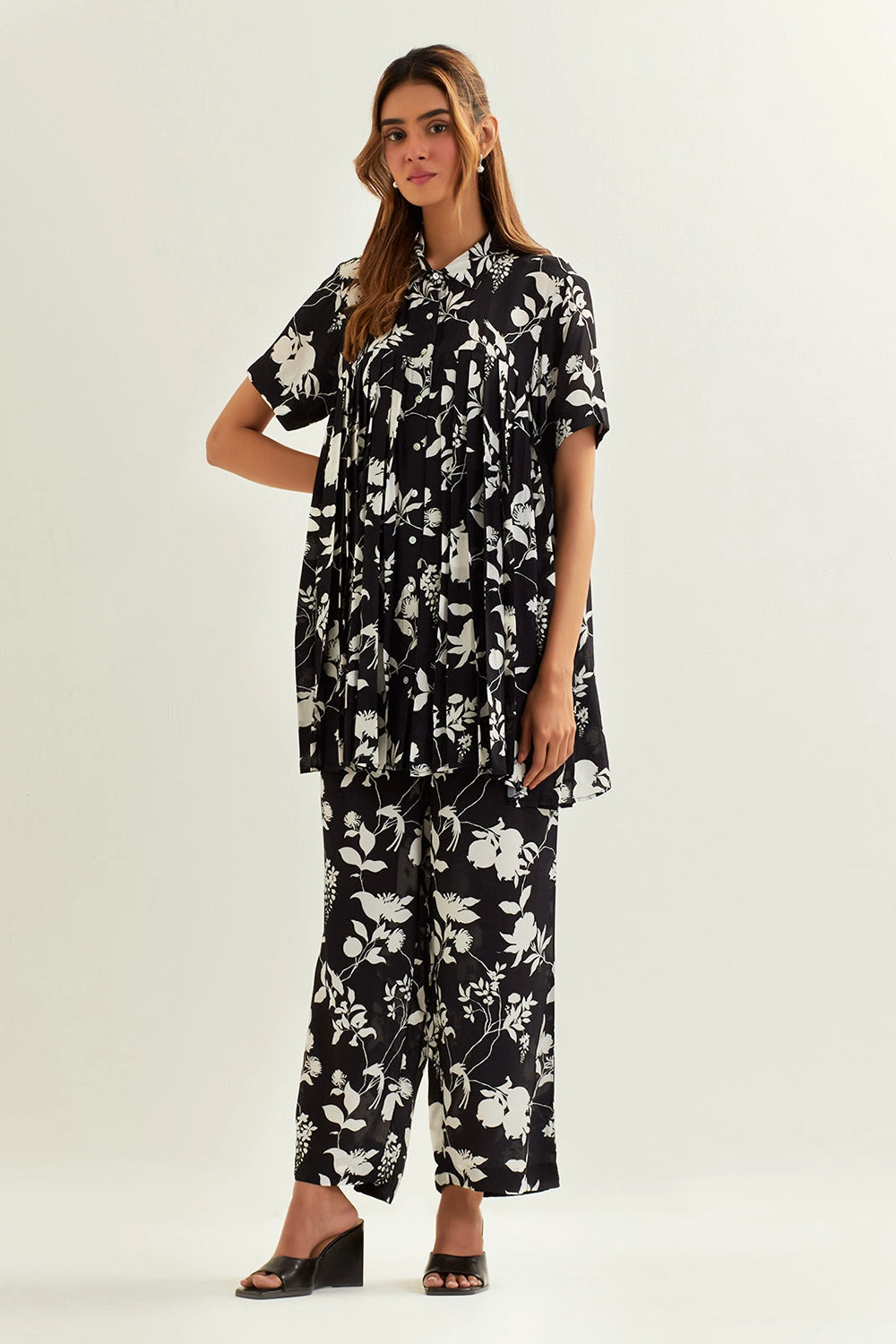 Buna Pleated Shirt And Pant Set
