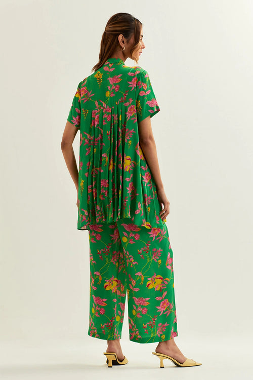 Rene Pleated Shirt With Pants Set