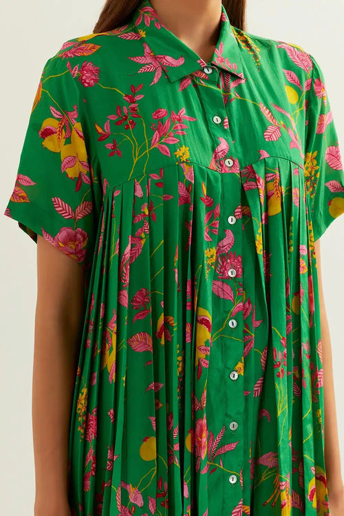 Rene Pleated Shirt With Pants Set