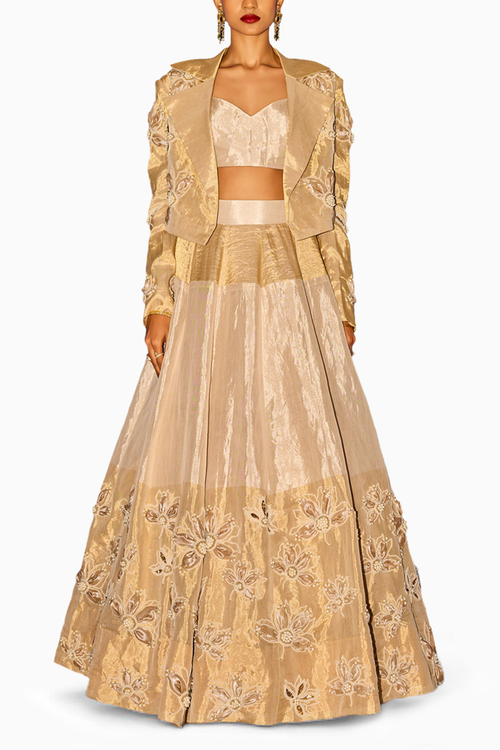 Tissue Embroidered Blazer Lehenga Set