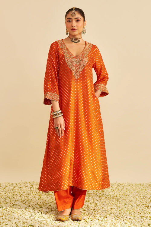Zaliyah Orange Long Chauga with Salwar