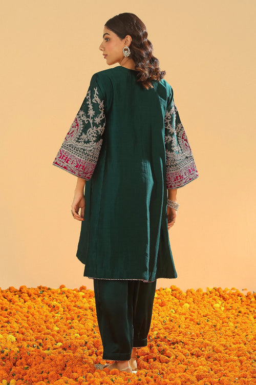 Mohsina Emerald Green Chauga with Salwar