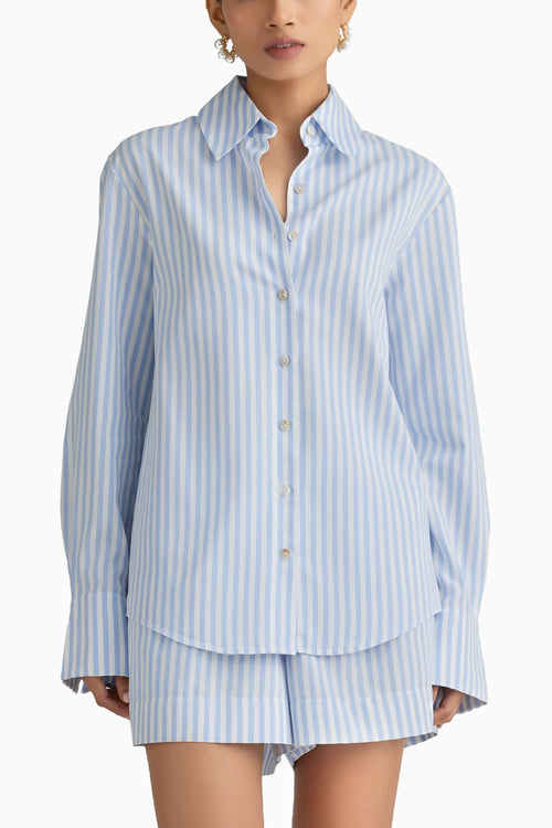 Blue Striped Oversized Shirt
