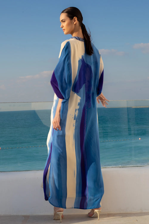 Blue Horse Printed Kaftan