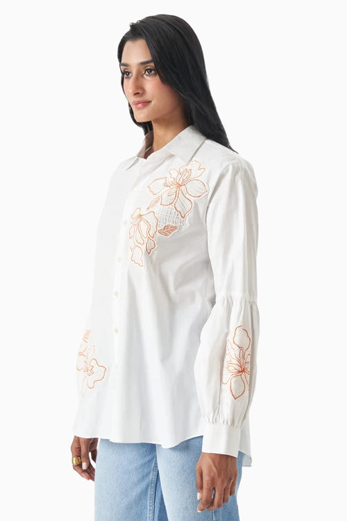 Orange Outline Floral Shirt