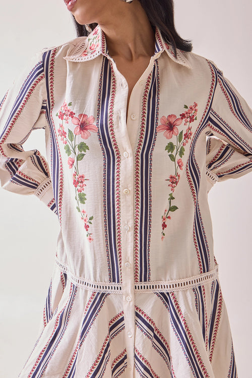 Creme Petal Shirt Dress