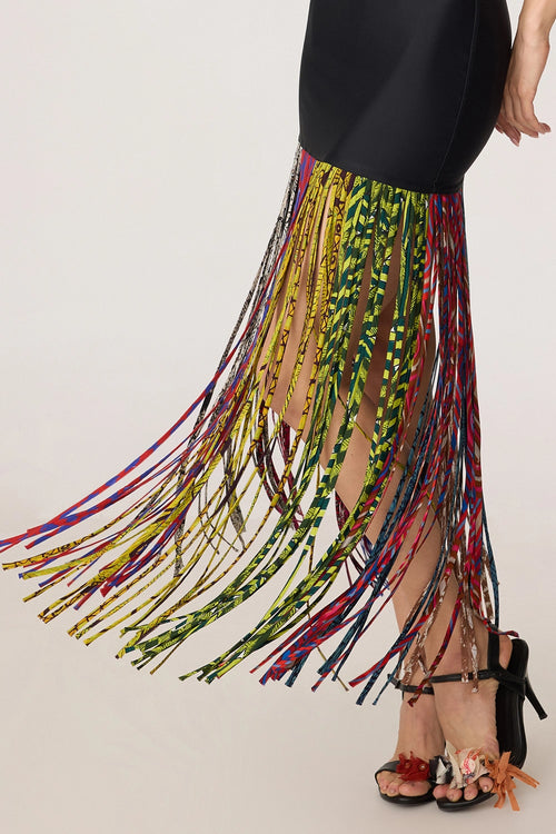 Black And Multi Zyra Dress