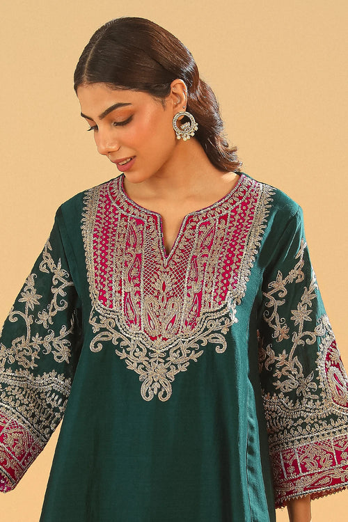 Mohsina Emerald Green Chauga with Salwar