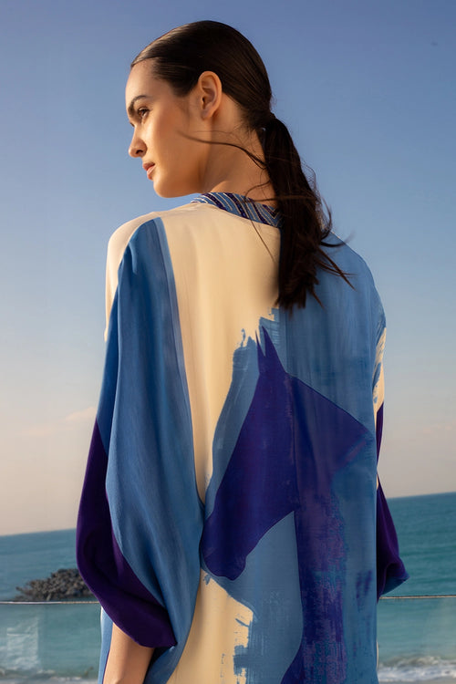 Blue Horse Printed Kaftan