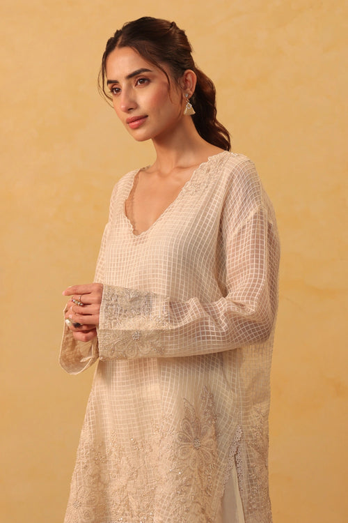 Vaayu Ivory Heavy Applique Co-ord Set