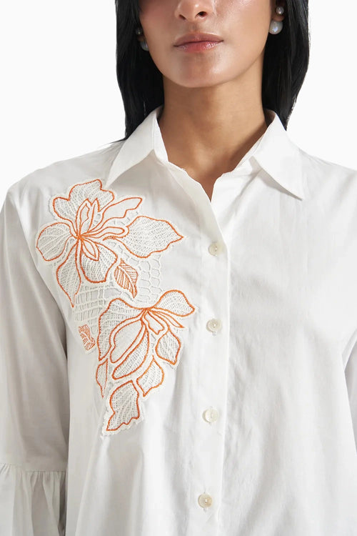 Orange Outline Floral Shirt