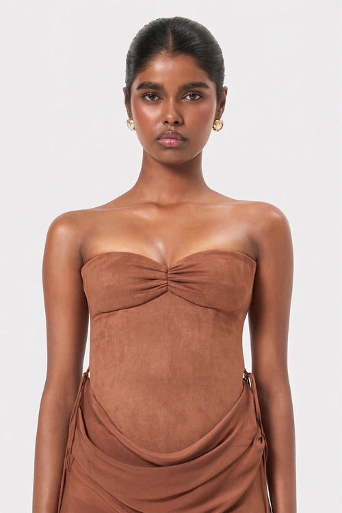 Sienna Suede Stretch Corset Top