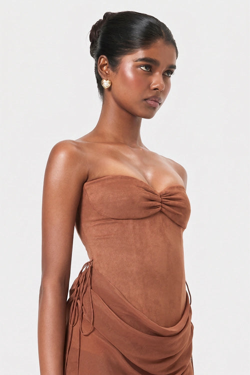 Sienna Suede Stretch Corset Top