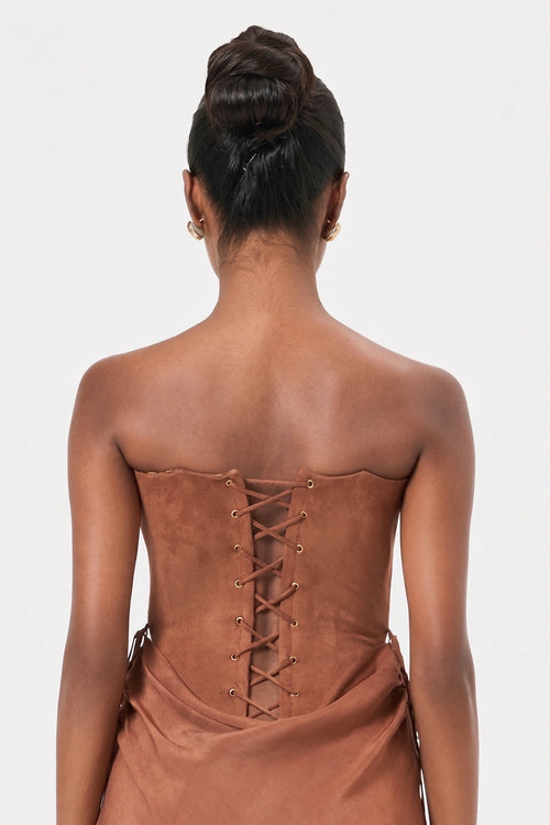 Sienna Suede Stretch Corset Top