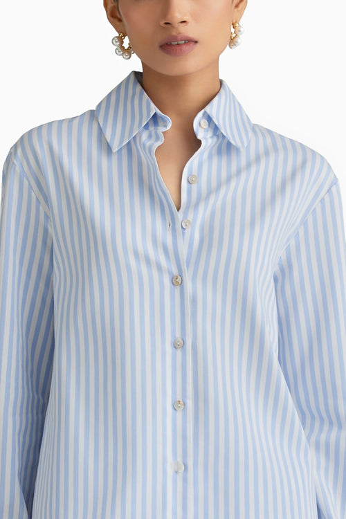 Blue Striped Oversized Shirt