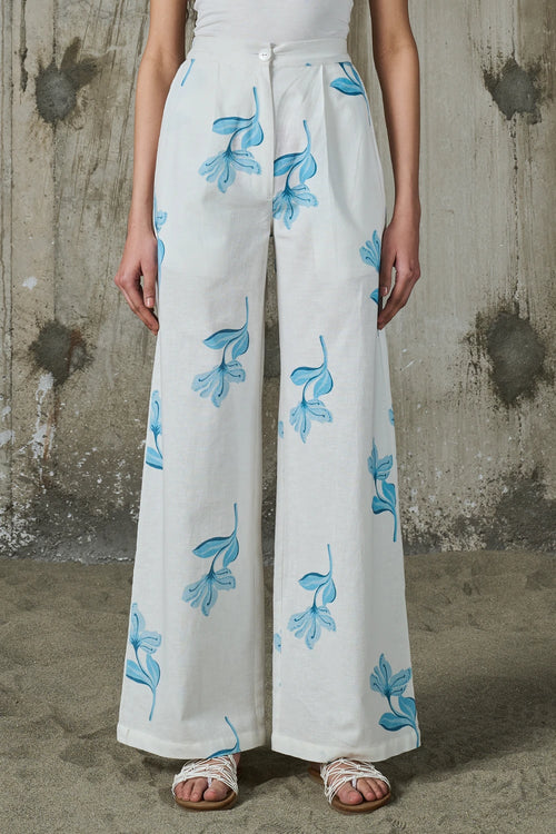 Moonlit Bloom Straight Trousers