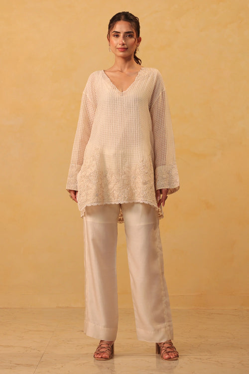 Vaayu Ivory Heavy Applique Co-ord Set