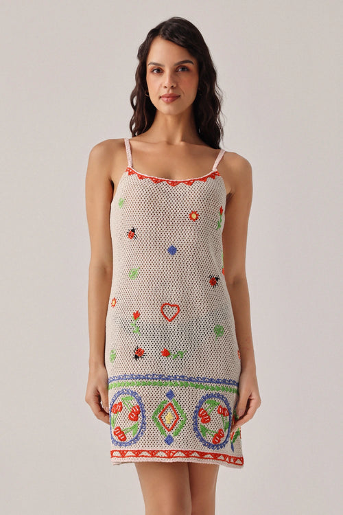 Ecru Isles Bardot Mini Dress