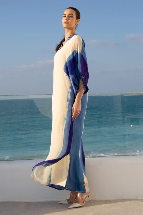 Blue Horse Printed Kaftan