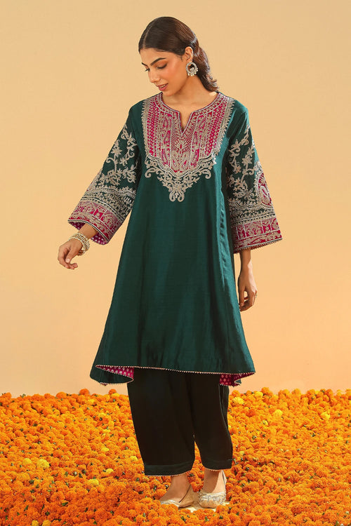 Mohsina Emerald Green Chauga with Salwar