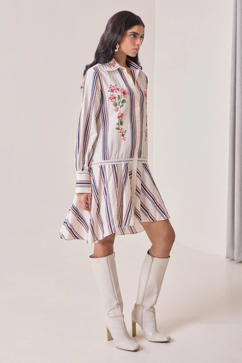 Creme Petal Shirt Dress