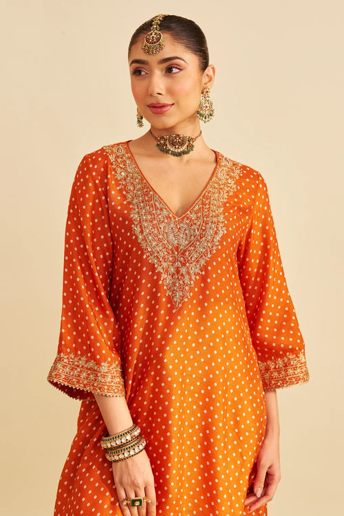 Zaliyah Orange Long Chauga with Salwar