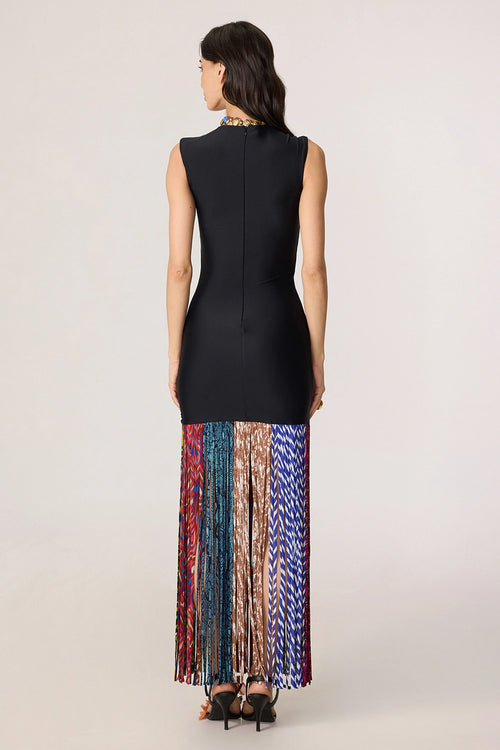 Black And Multi Zyra Dress