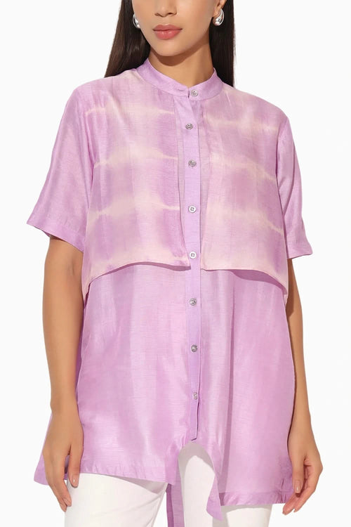 Zephyra Lavender Shibori Striped Shirt