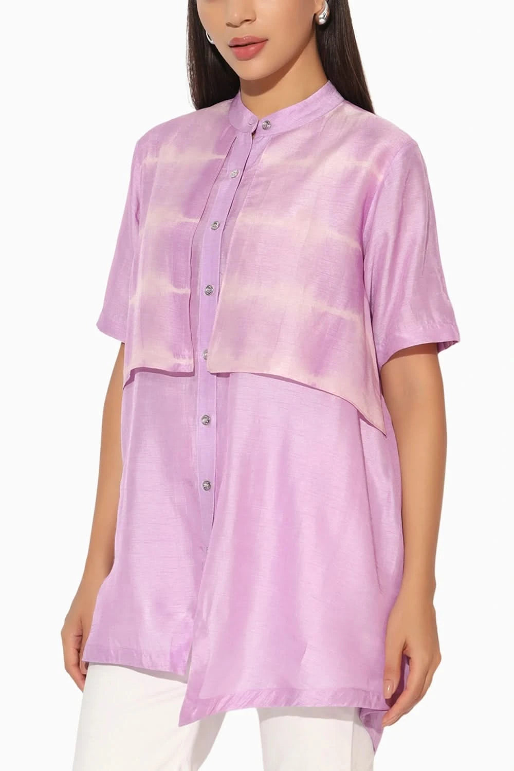 Zephyra Lavender Shibori Striped Shirt