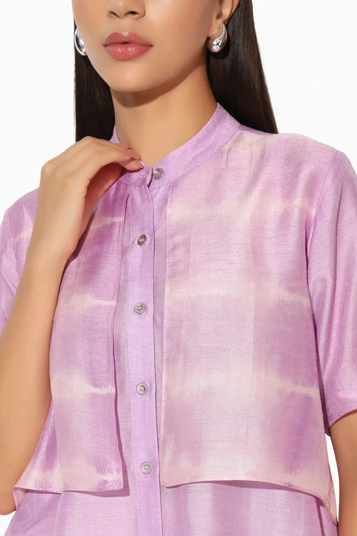 Zephyra Lavender Shibori Striped Shirt