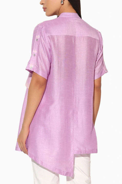 Zephyra Lavender Shibori Striped Shirt