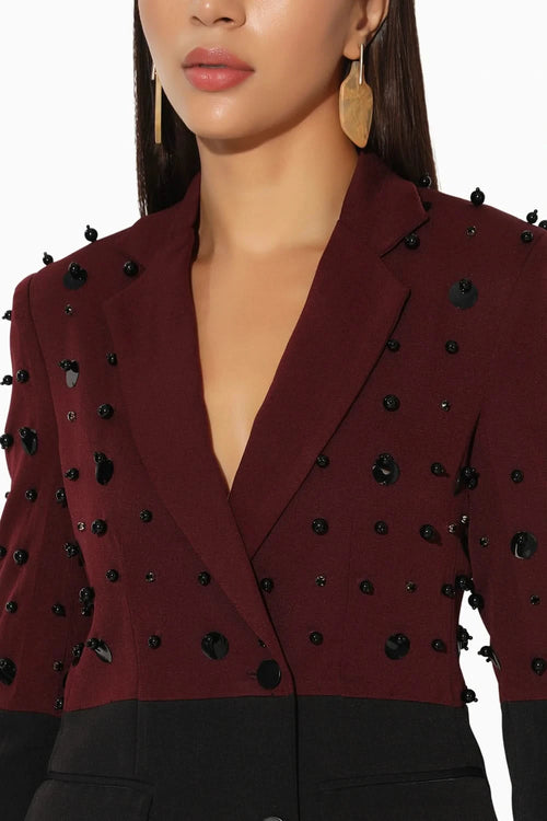 Stellix Maroon Pant Suit Set