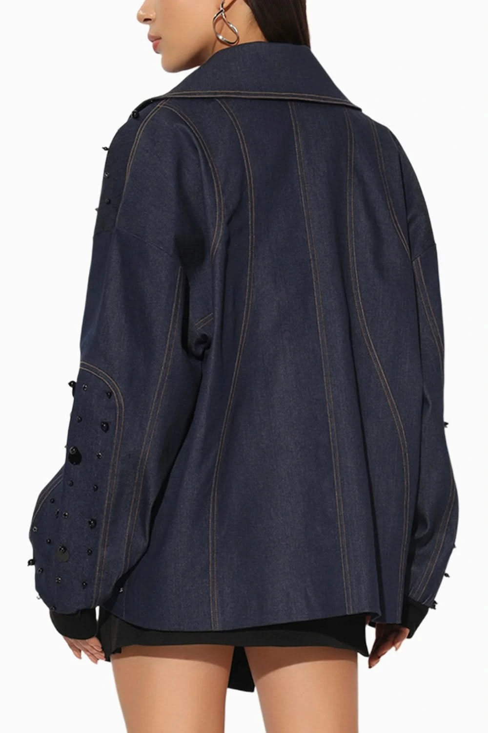 Quasar Embroidered Oversized Denim Jacket