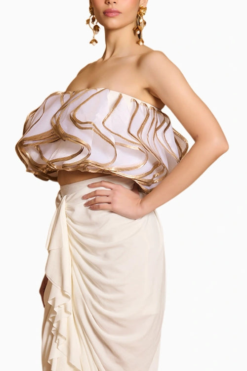 Spectrum Ivory-Gold Cascade Bustier