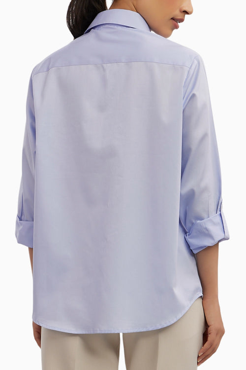 Sky Blue Pearl Pocket Strip Shirt