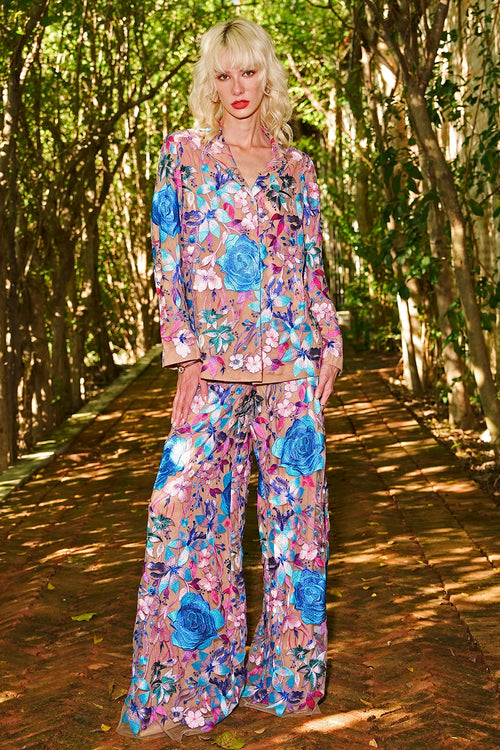 Floral Embroidered Blazer And Pant
