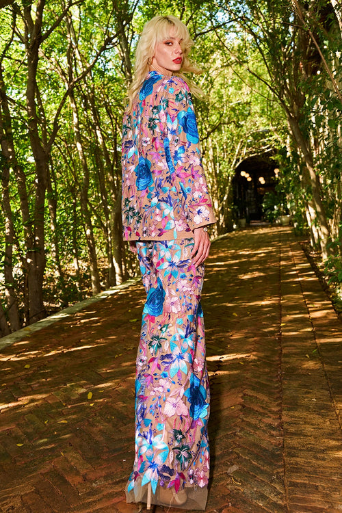 Floral Embroidered Blazer And Pant