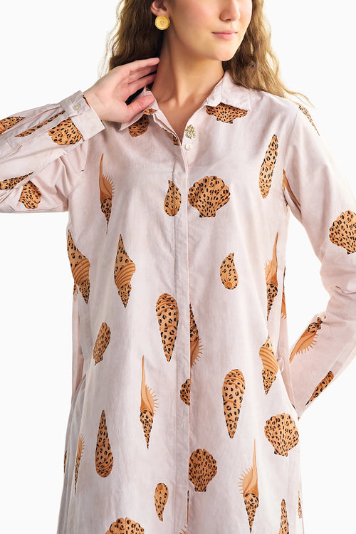 Shell Printed Poplin Kurta Set