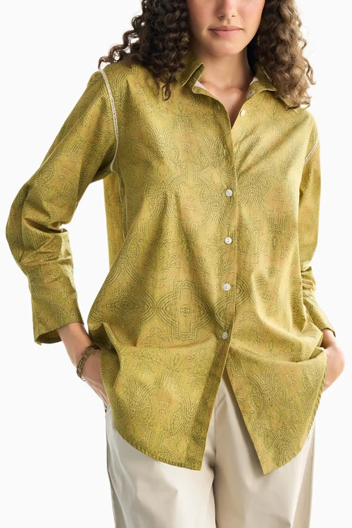 Olive Printed Basic Shirt
