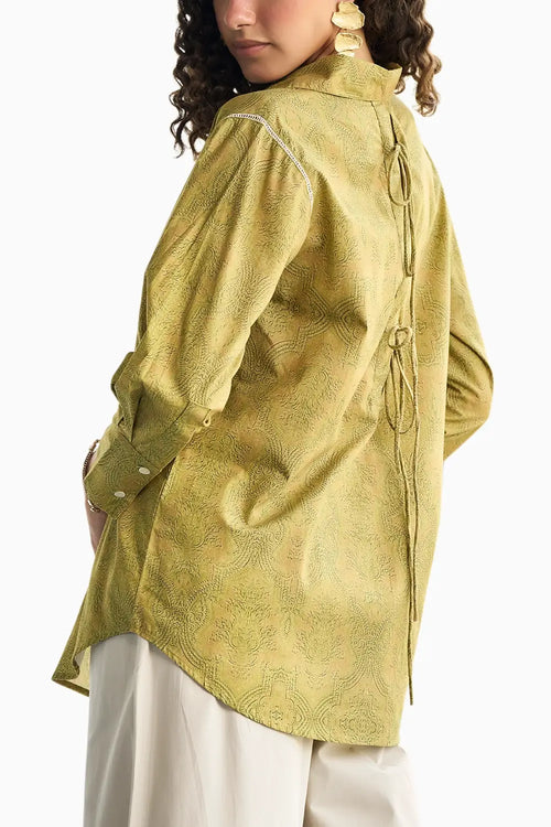 Olive Printed Basic Shirt