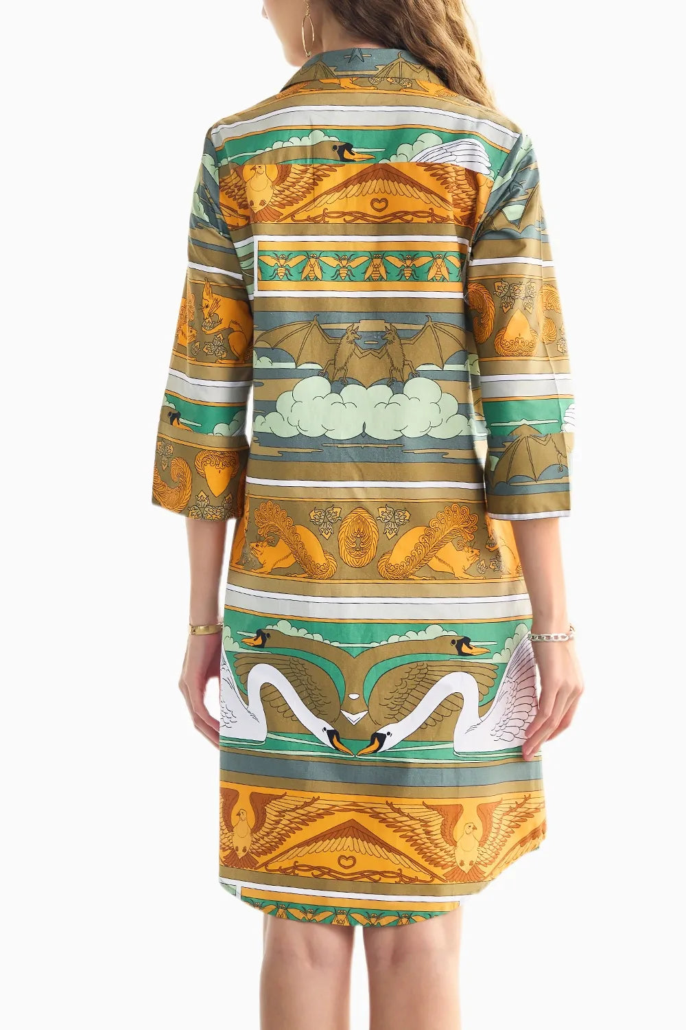 Swan Printed Shirt Dress