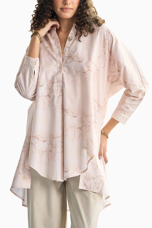 Pastel Printed High Low Shirt