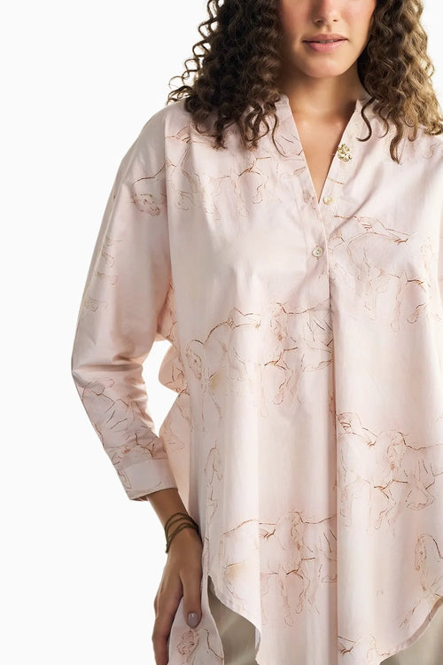 Pastel Printed High Low Shirt