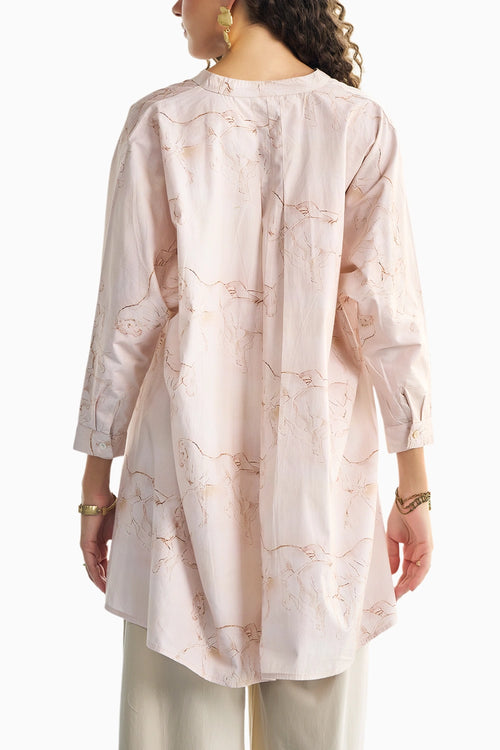 Pastel Printed High Low Shirt